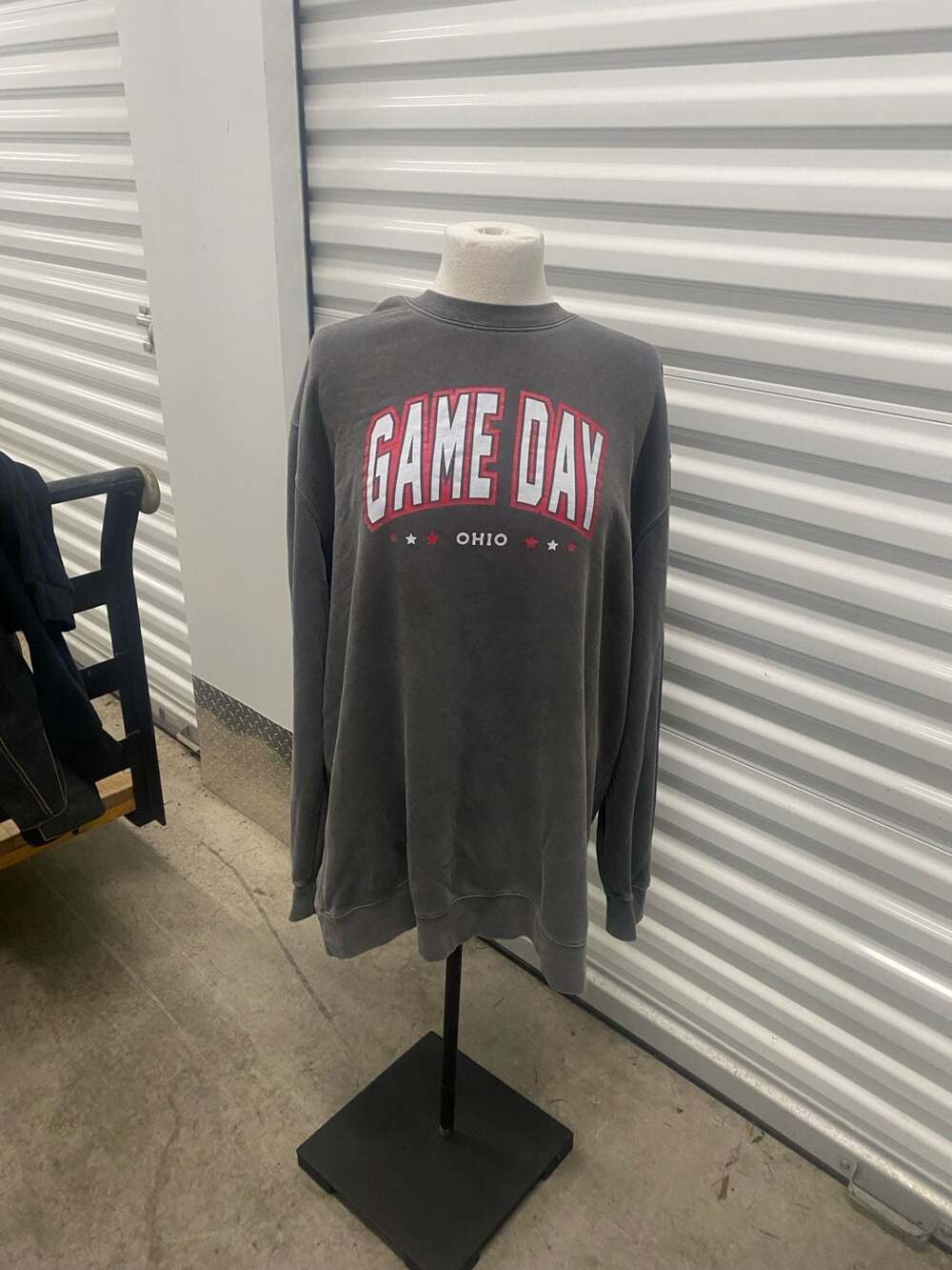 Simply Sage Market Game Day Ohio Distressed Graphite Crewneck Sweatshirt